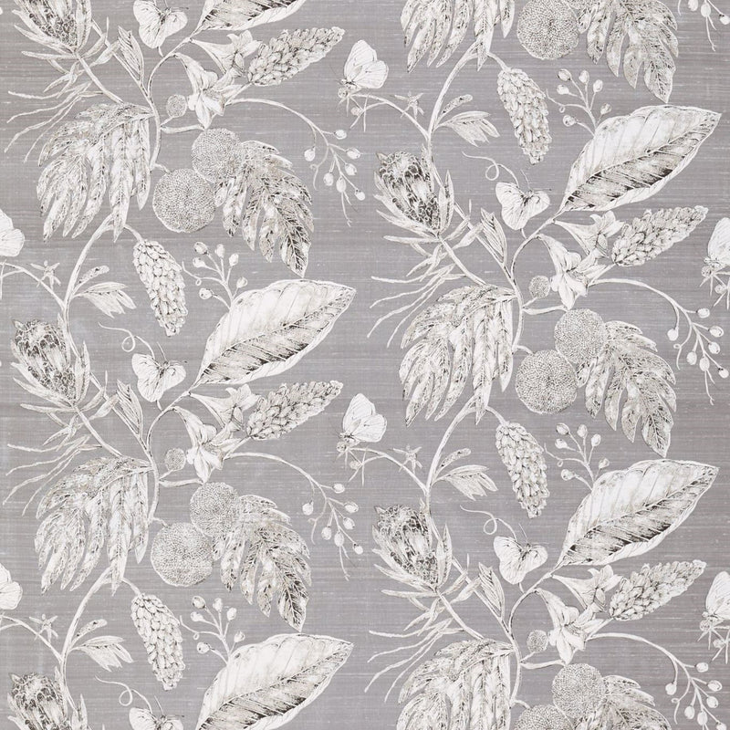 120420 Amborella Silk Palmetto Steel Fabric by Harlequin