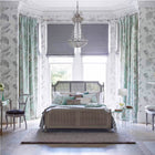 120420 Amborella Silk Palmetto Steel Fabric by Harlequin