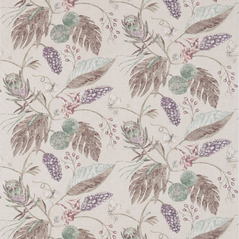 120423 Amborella Palmetto Heather / Linen Fabric by Harlequin