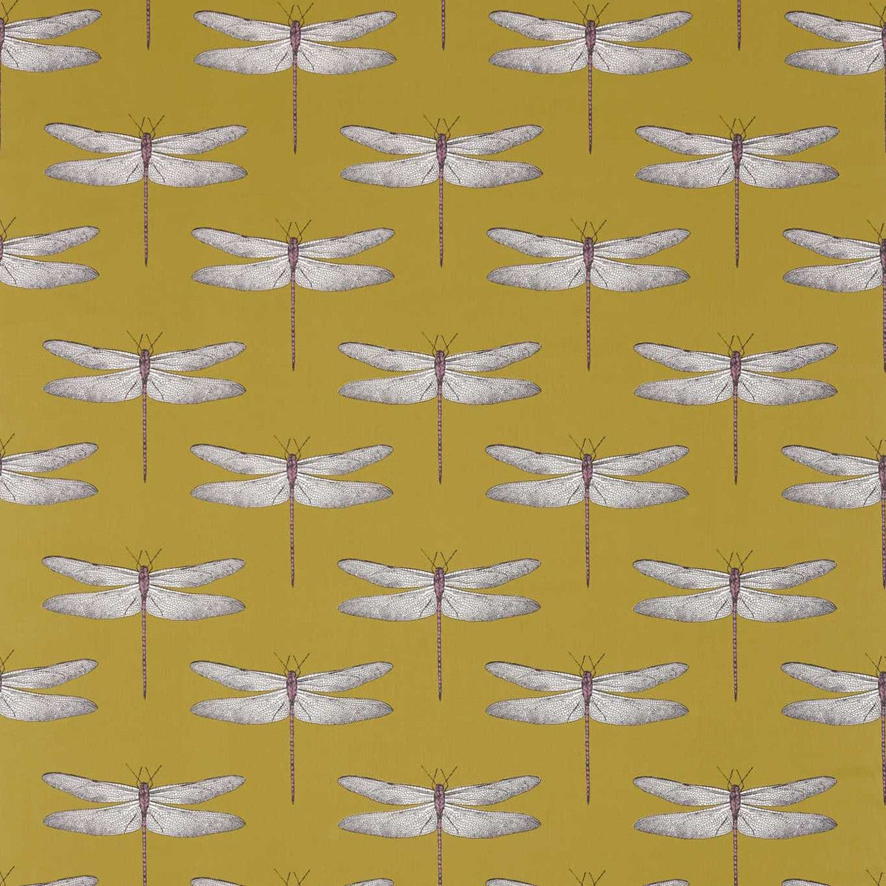 120432 Demoiselle Palmetto Chartreuse / Grape Fabric by Harlequin