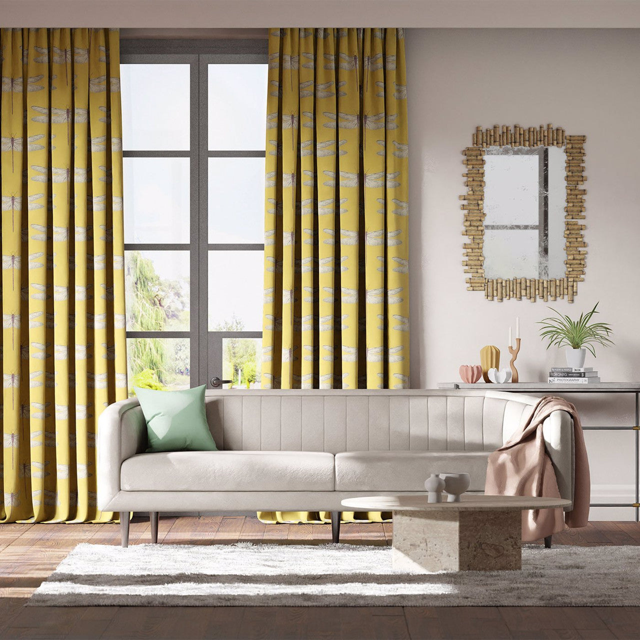 120432 Demoiselle Colour 2 Chartreuse Grape Harlequin Fabric