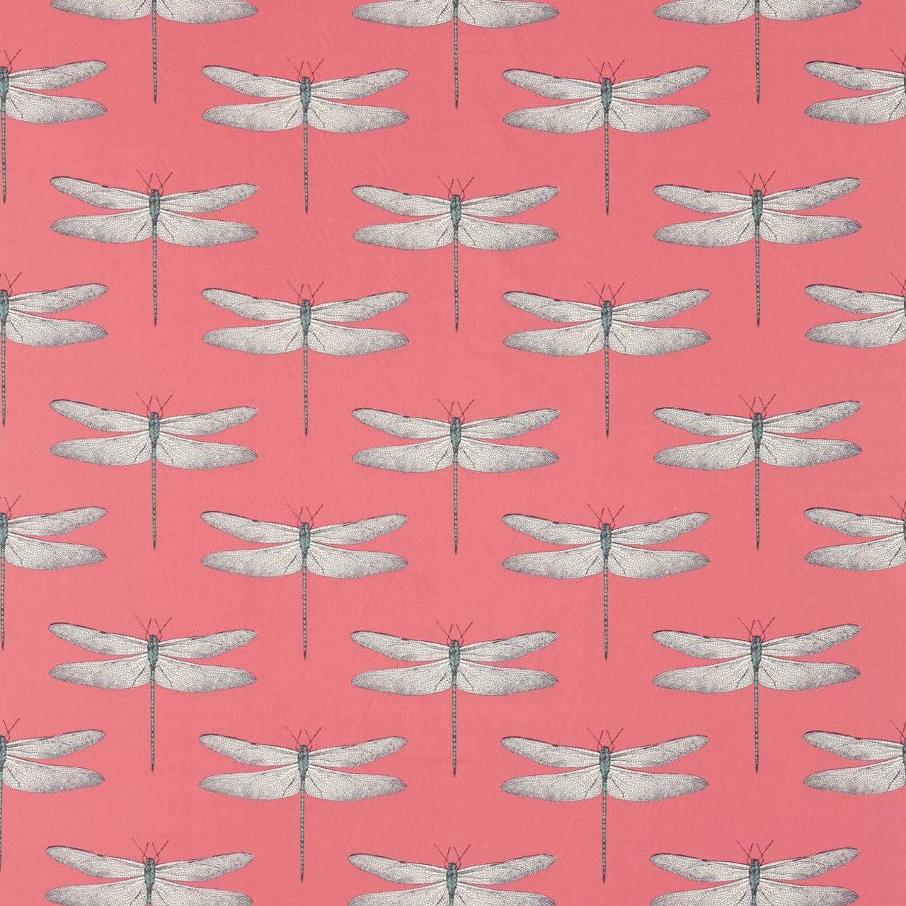 120434 Demoiselle Palmetto Coral / Mint Fabric by Harlequin