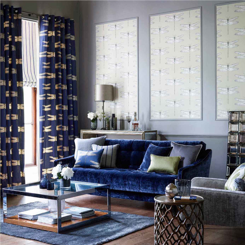 120435 Demoiselle Colour 2 Ink Chartreuse Harlequin Fabric