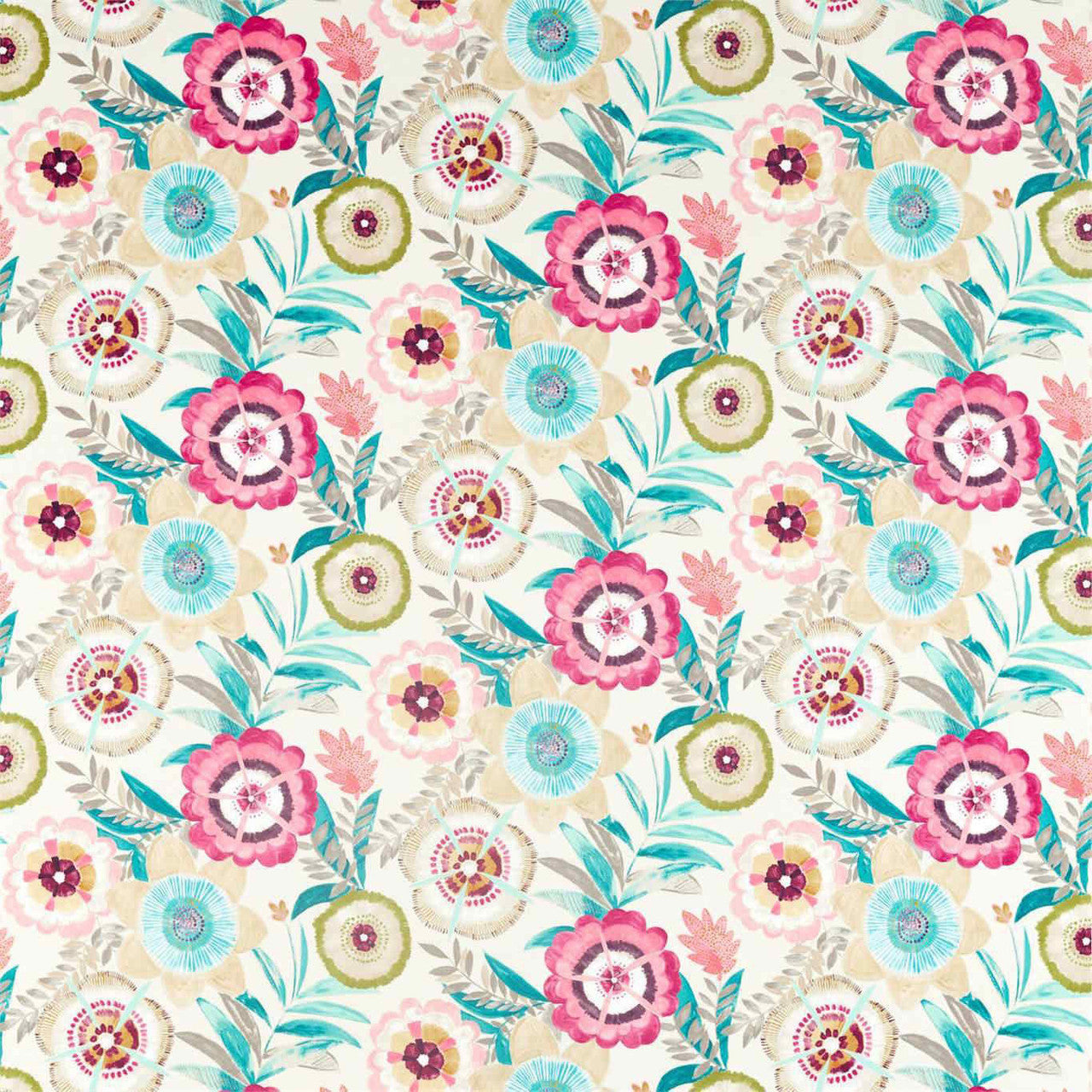 120814 Komovi Salinas Prints And Weaves Azalea/Fern/Lagoon Fabric by Harlequin