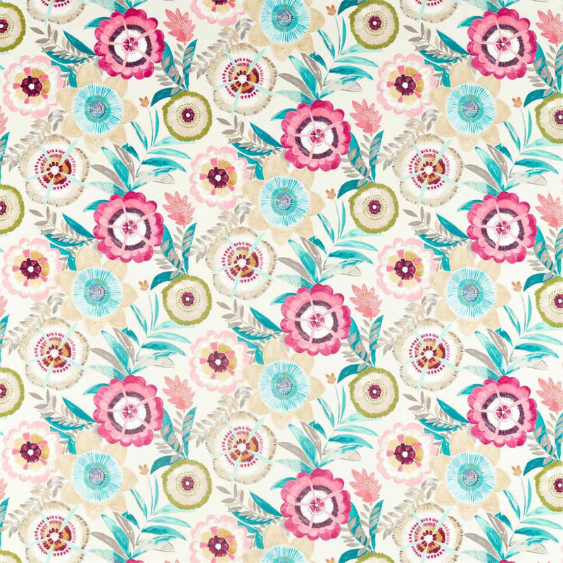 120814 Komovi Salinas Prints And Weaves Azalea/Fern/Lagoon Fabric by Harlequin