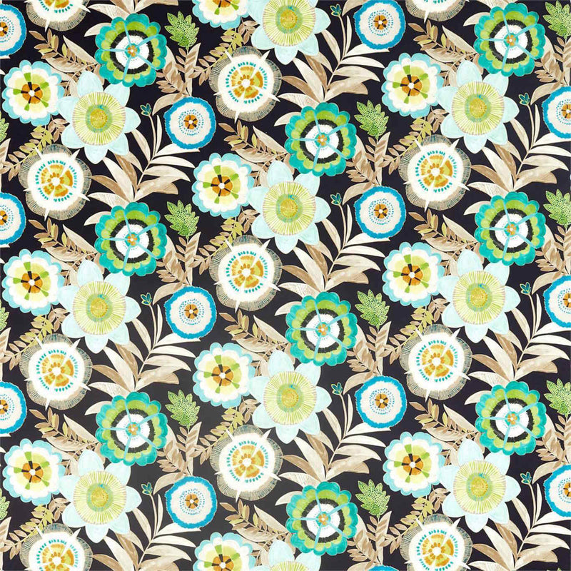 120815 Komovi Salinas Prints And Weaves Saffron/Lagoon/Citrus Fabric by Harlequin