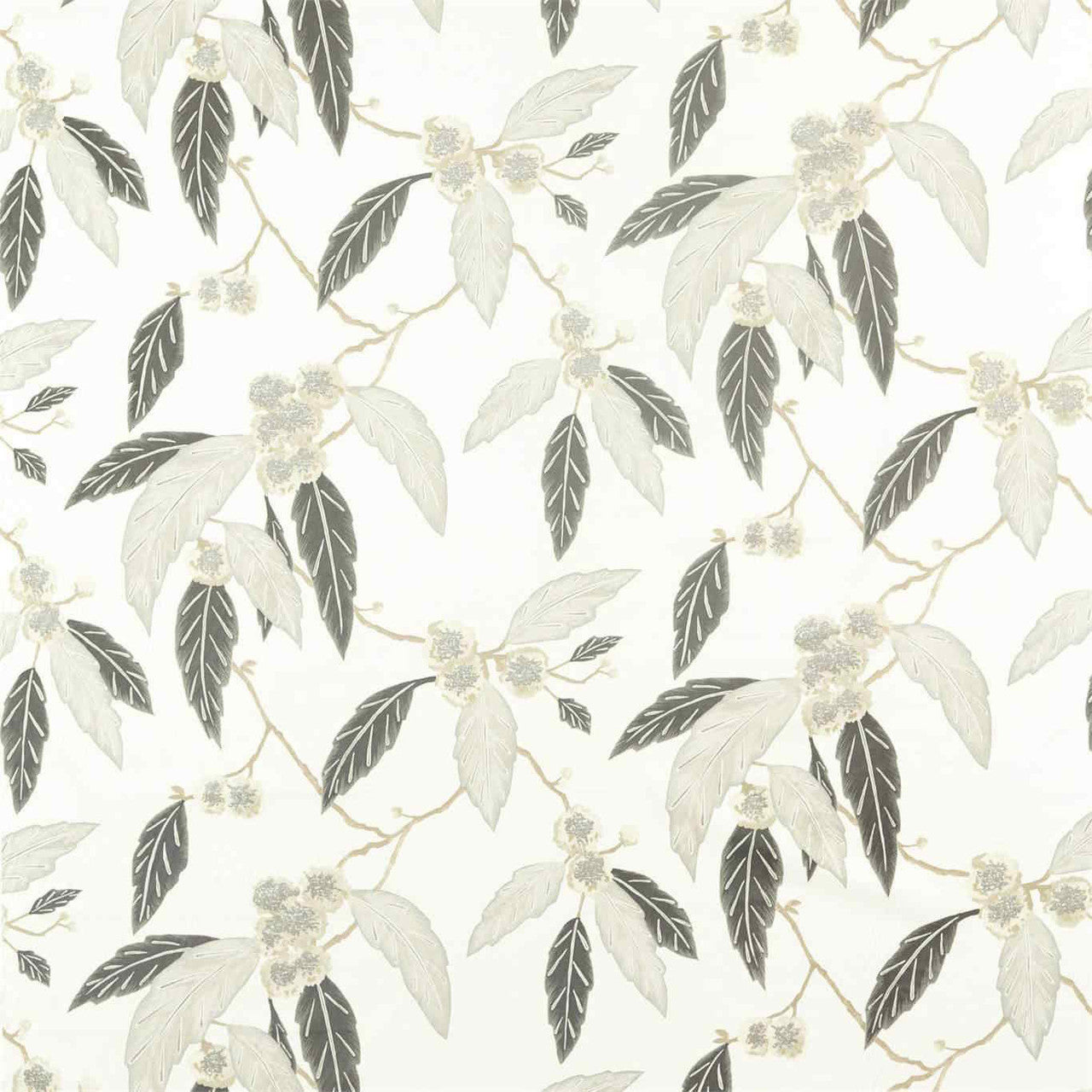 120823 Coppice Salinas Prints And Weaves Platinum/Ebony Fabric by Harlequin