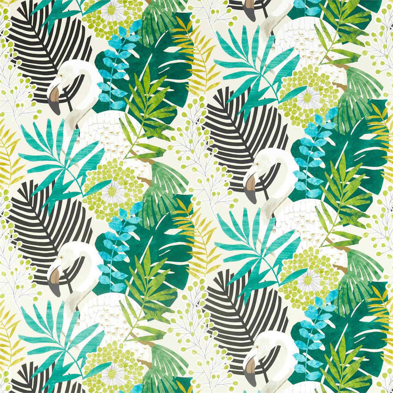 120824 Solana Salinas Prints And Weaves Ebony/Zest/Marine Fabric by Harlequin