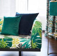 120824 Solana Salinas Prints And Weaves Ebony/Zest/Marine Fabric by Harlequin