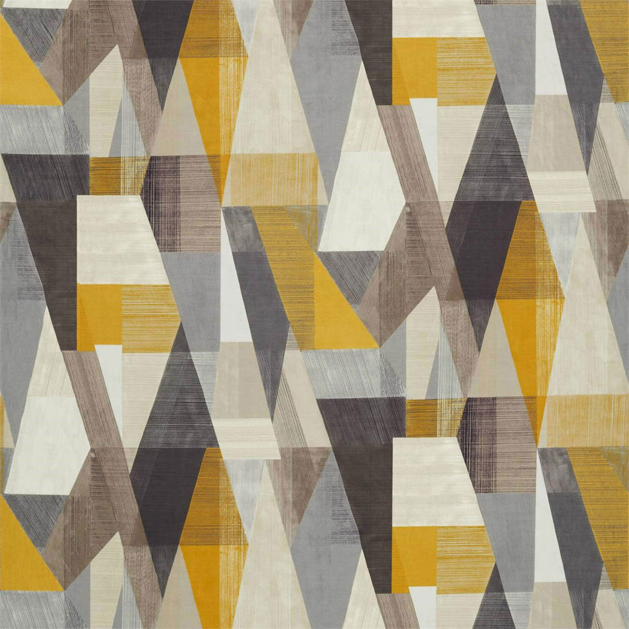 120866 Pythagorum Momentum 11 Graphite / Gold Fabric by Harlequin