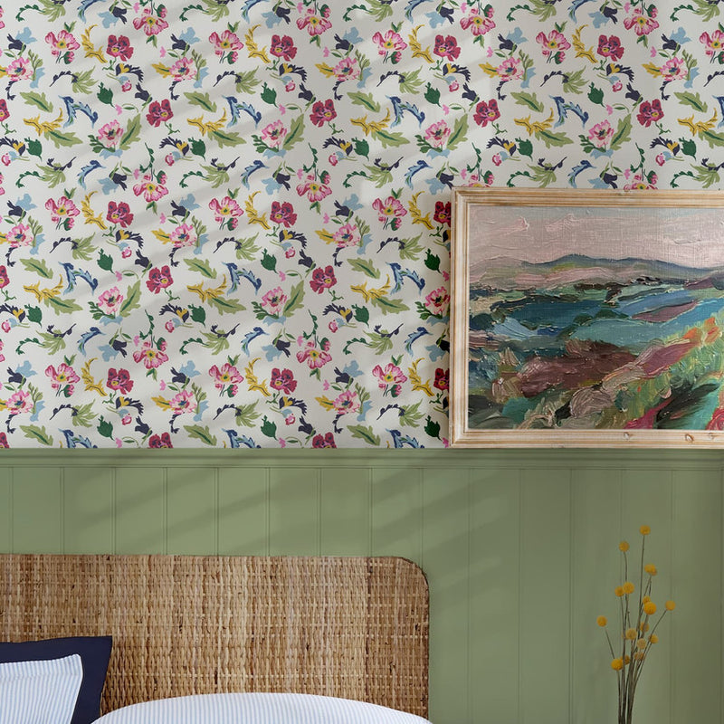 120867 Cambridge Painted Floral Wallpaper by Joules