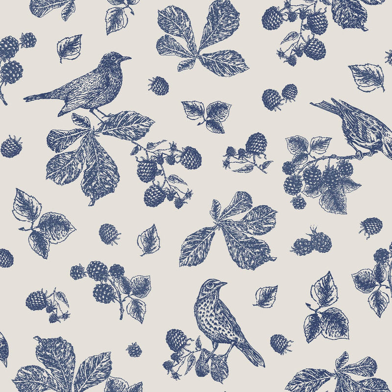120868 Blackberry Bird Creme Wallpaper by Joules