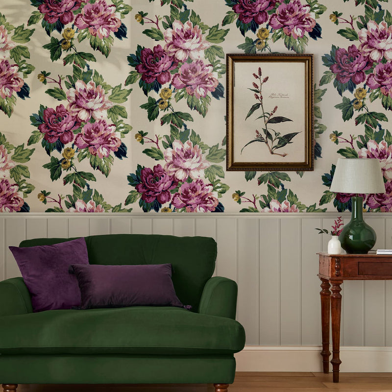 120870 Invite Floral Cream Wallpaper by Joules