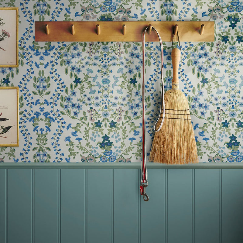120883 Symmetrical Trellis Ditsy Creme Wallpaper by Joules
