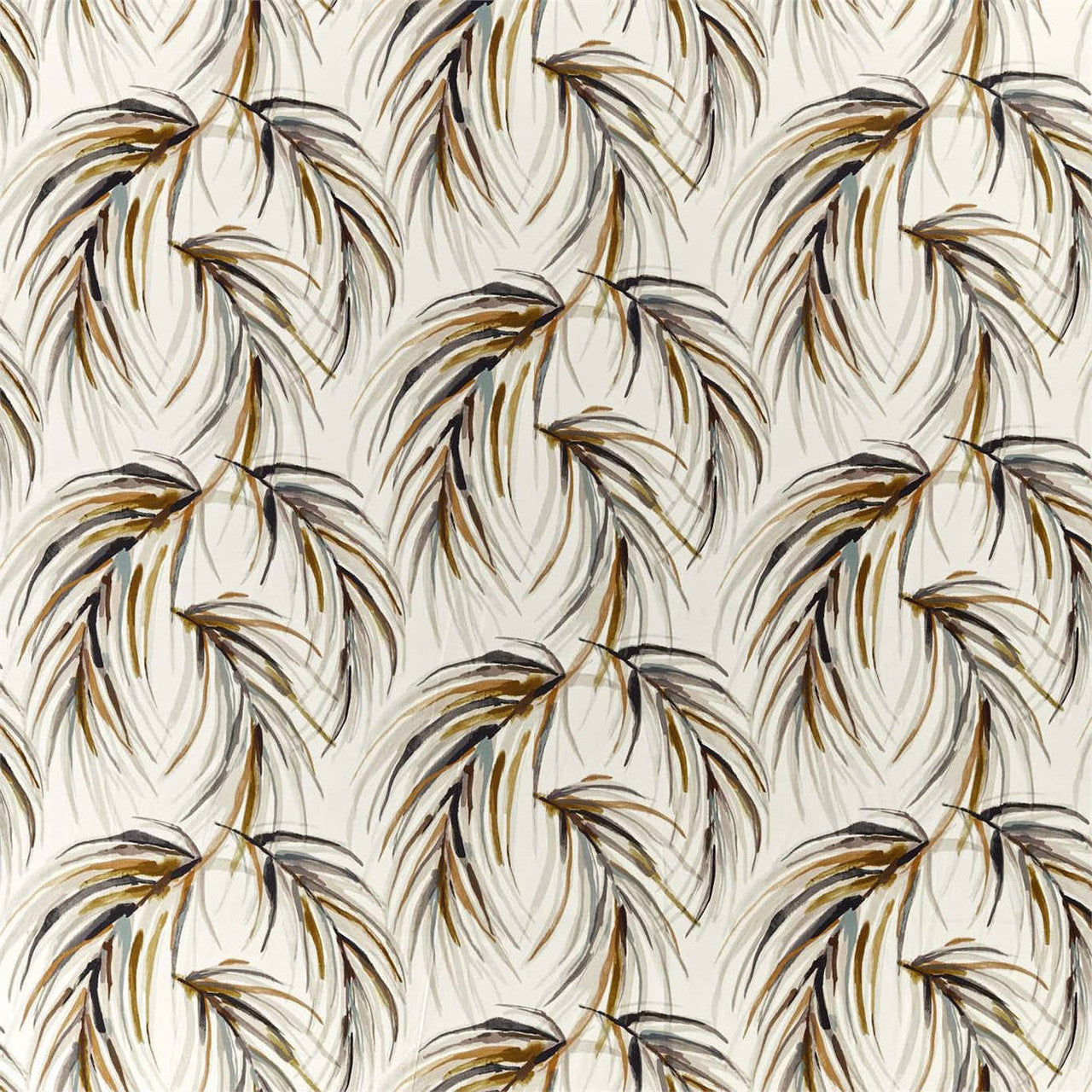 120899 Alvaro Mirador Drapery Honey / Slate / Topaz Fabric by Harlequin