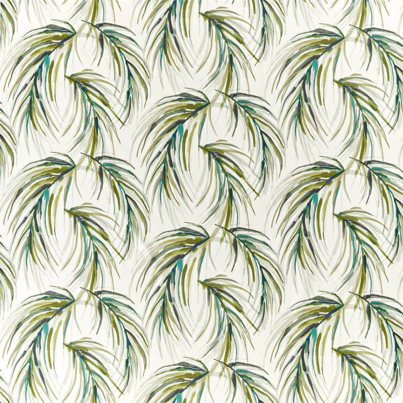 120900 Alvaro Mirador Drapery Lime / Jade / Palm Fabric by Harlequin
