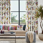 120907 Llenya Mirador Drapery Cerise / Harbour / Saffron Fabric by Harlequin