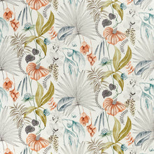 120914 Habanera Mirador Drapery Coral / Harbour / Lime Fabric by Harlequin