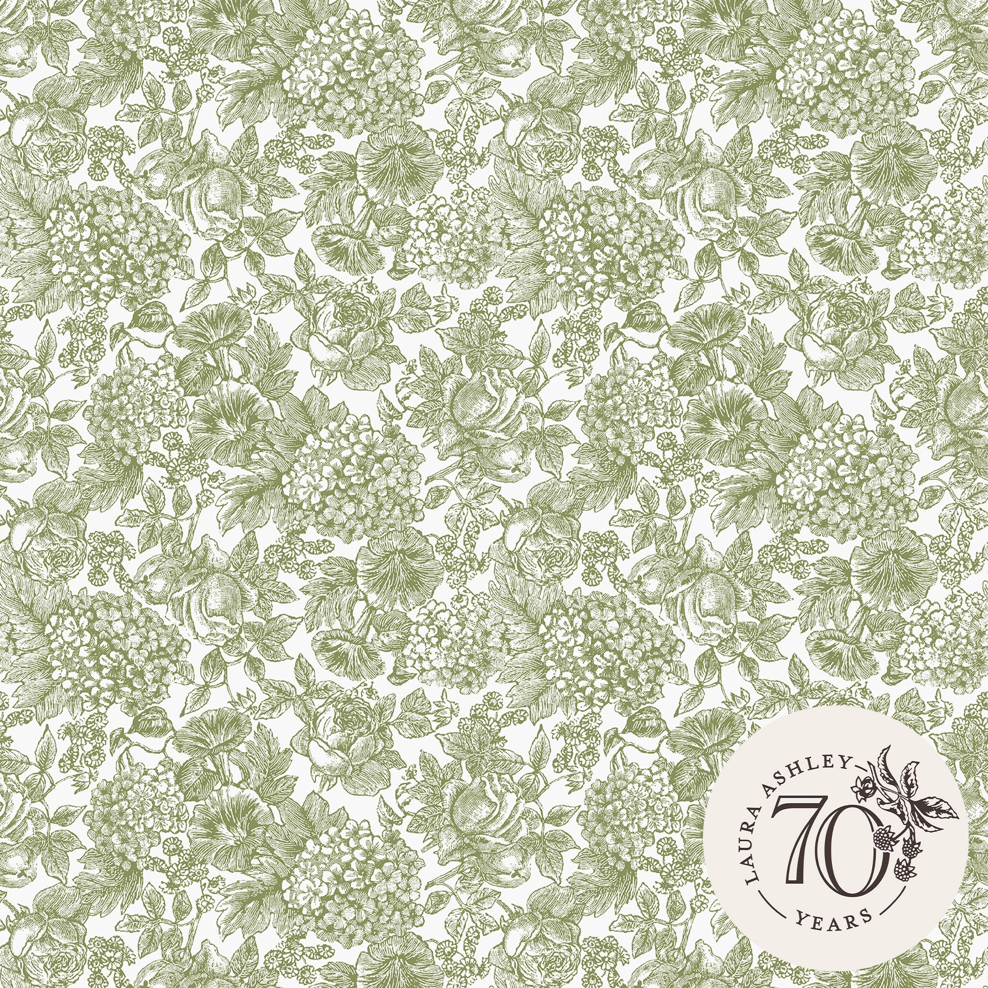 121080 Louise Moss Green Wallpaper by Laura Ashley