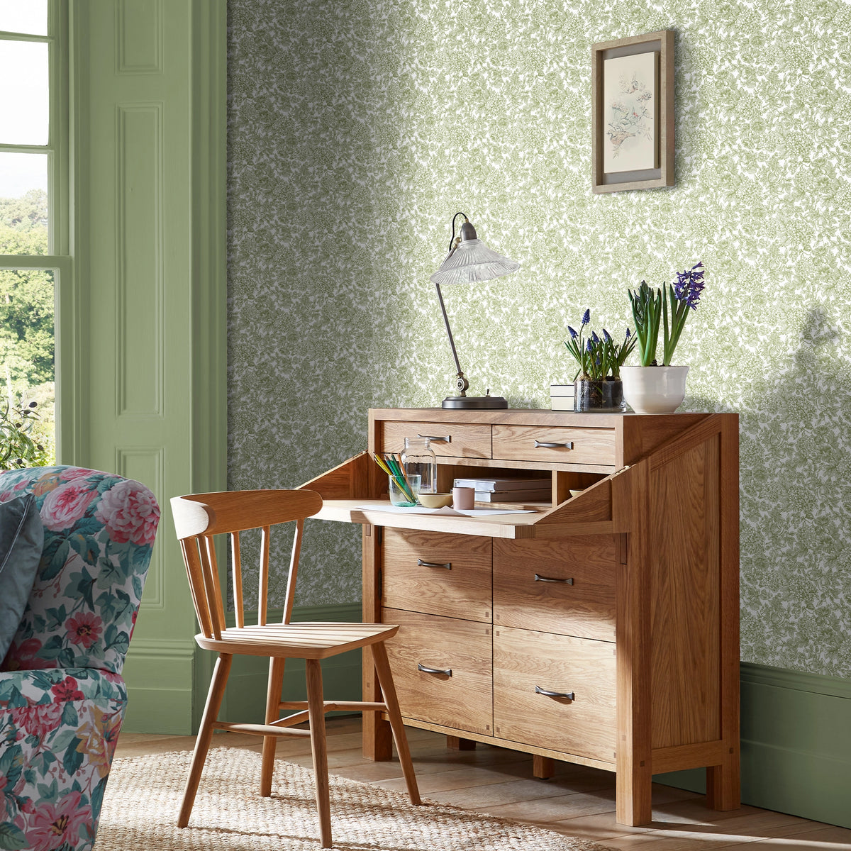 Louise Moss Green Wallpaper by Laura Ashley