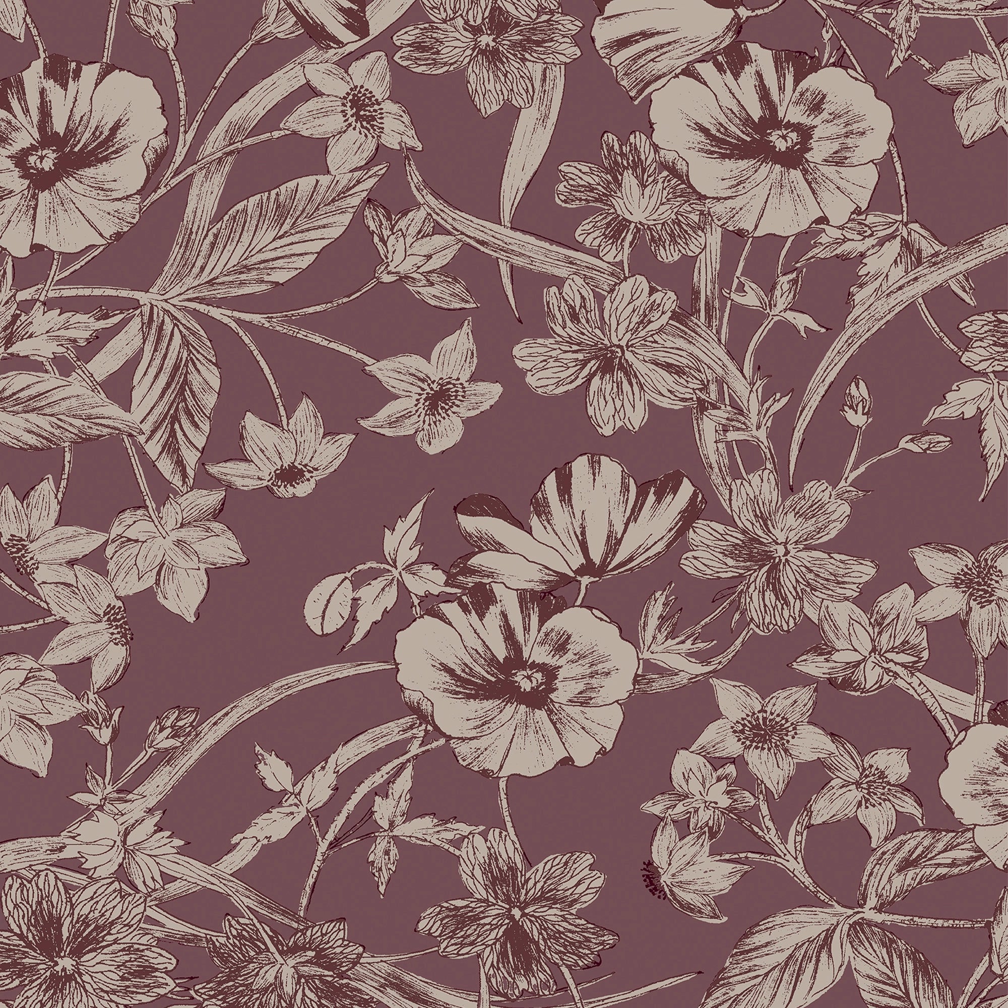 121086 Summerhill Pale Blackberry Wallpaper by Laura Ashley