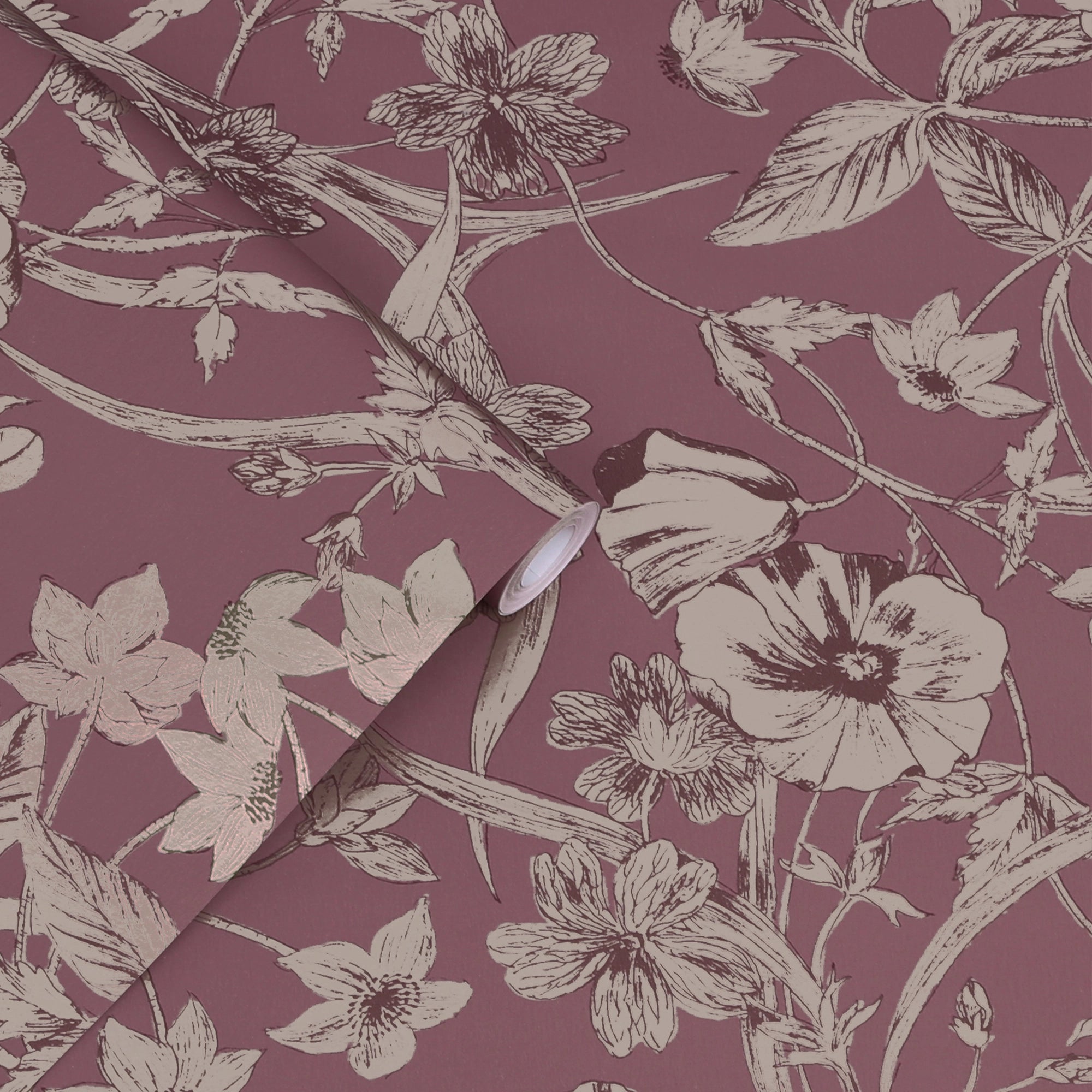 121086 Summerhill Pale Blackberry Wallpaper by Laura Ashley