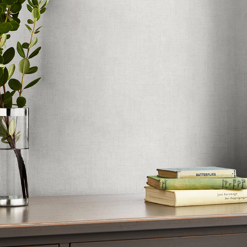 121096 Plain Pale Silver Wallpaper by Laura Ashley
