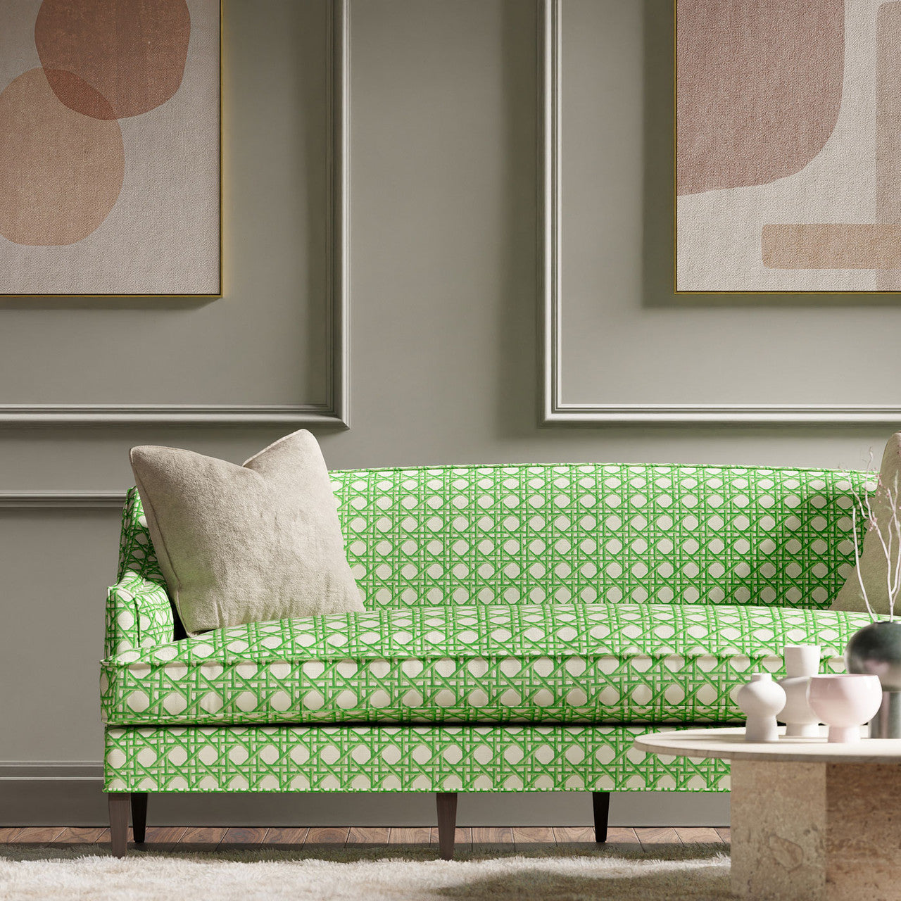 121105 Lovelace Harlequin X Diane Hill Apple and Paper Lantern Fabric by Harlequin