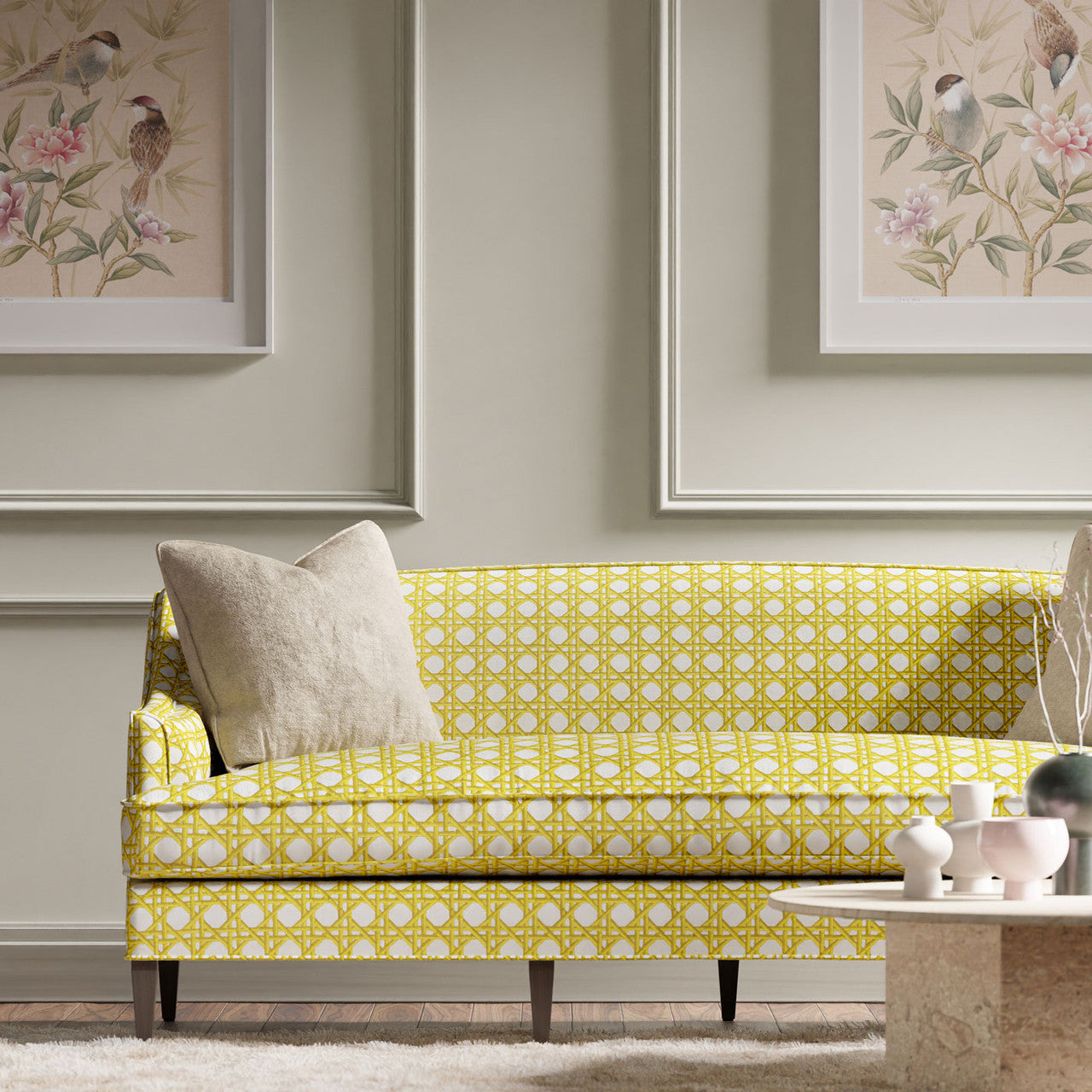 121106 Lovelace Harlequin X Diane Hill Honey and Paper Lantern Fabric by Harlequin