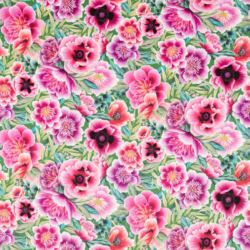 121107 Marsha Velvet Harlequin X Diane Hill Apple, Peony and Magenta Fabric by Harlequin