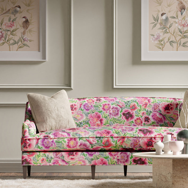 121107 Marsha Velvet Harlequin X Diane Hill Apple, Peony and Magenta Fabric by Harlequin