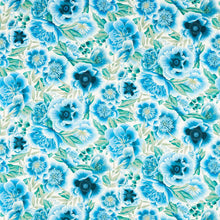 121109 Marsha Satin Harlequin X Diane Hill Delft, Lagoon and Porcelain Fabric by Harlequin