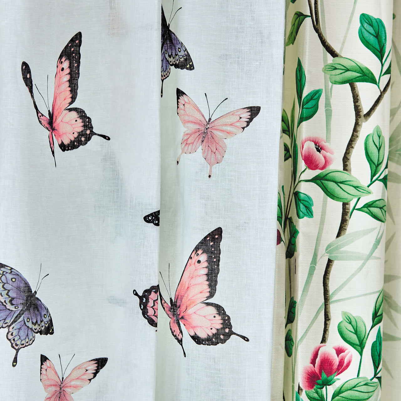 121114 Emmeline Harlequin X Diane Hill Chalk, Rose and Sky Fabric by Harlequin