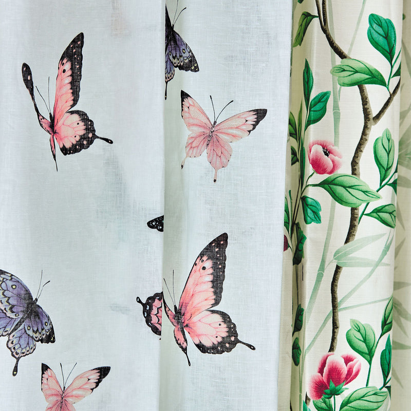 121114 Emmeline Harlequin X Diane Hill Chalk, Rose and Sky Fabric by Harlequin