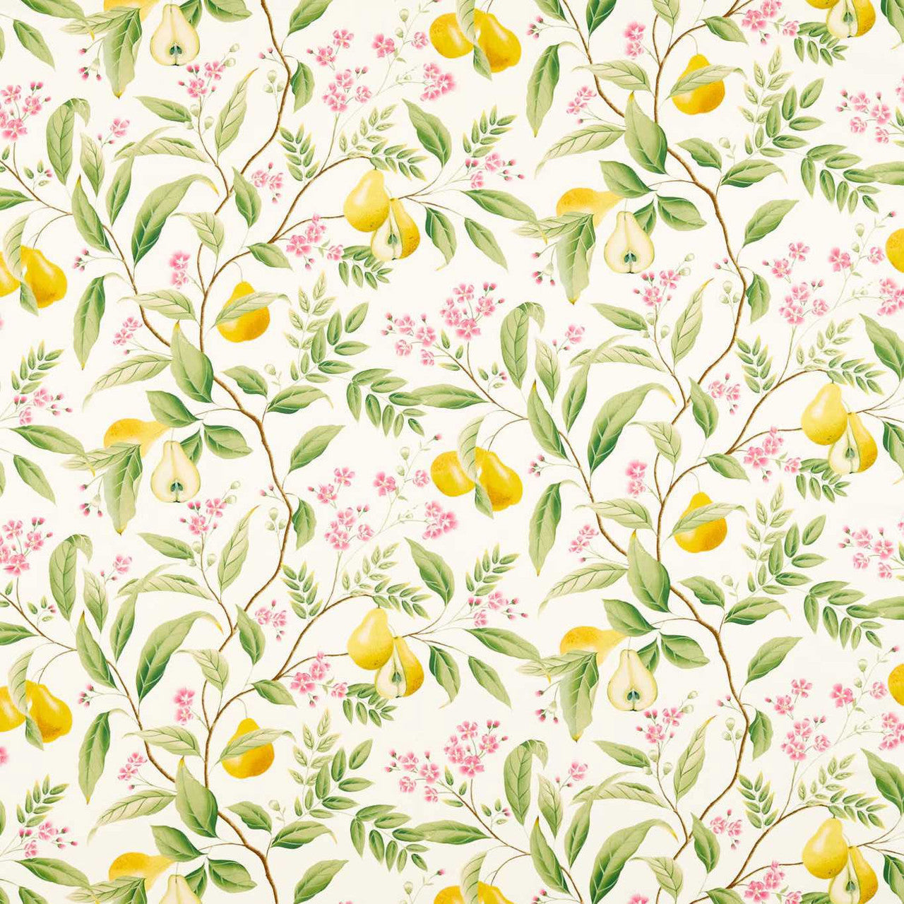 121115 Marie Harlequin X Diane Hill Fig Leaf, Honey and Blossom Fabric by Harlequin