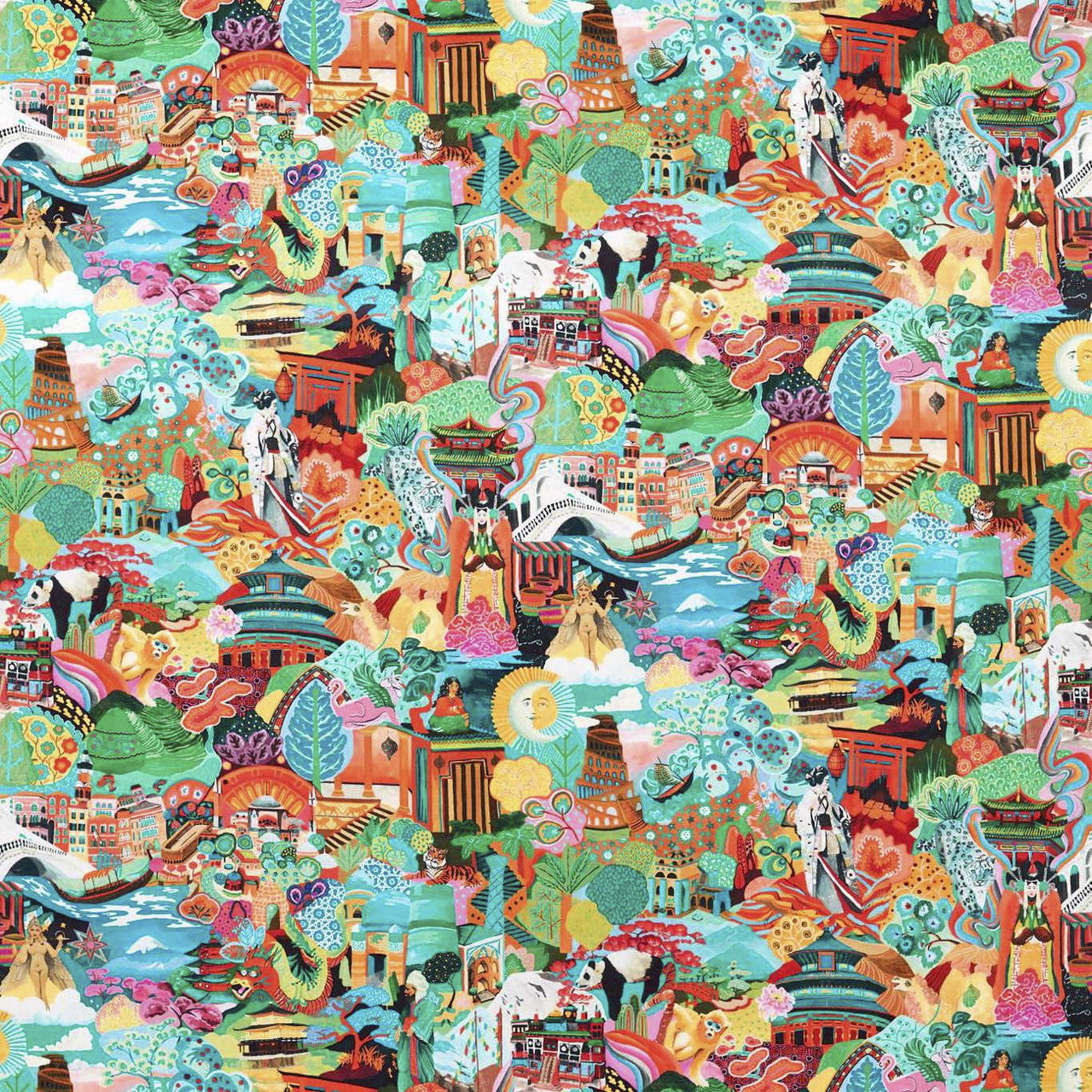 121125 Journey of Discovery Velvet Colour 3 Ionian Harissa Emerald Harlequin Fabric