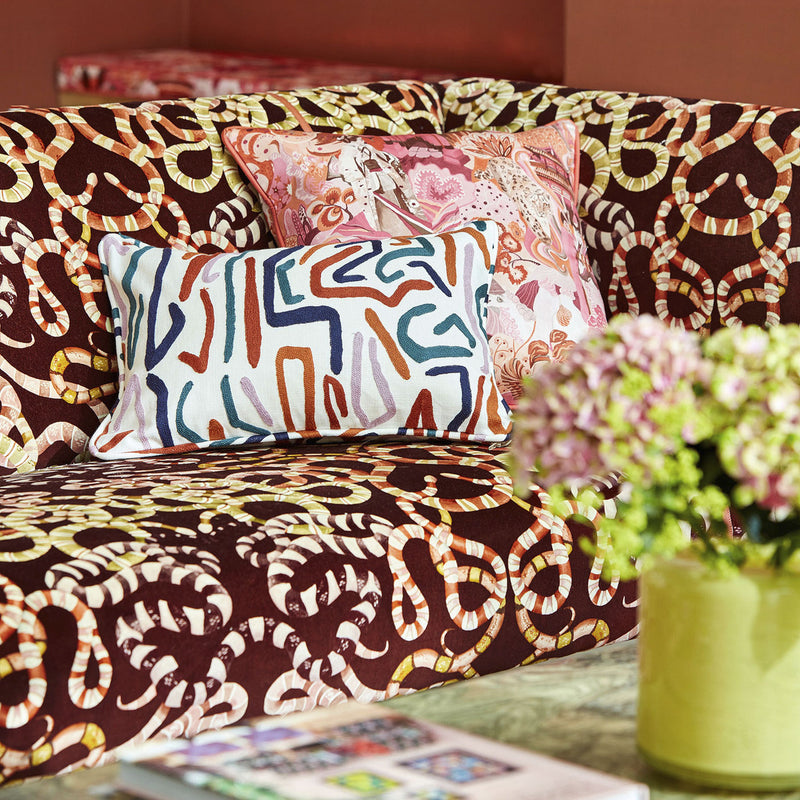 121140 Serpenti Velvet Colour 3 Brazilian Rosewood Grounded Amber Light Harlequin Fabric