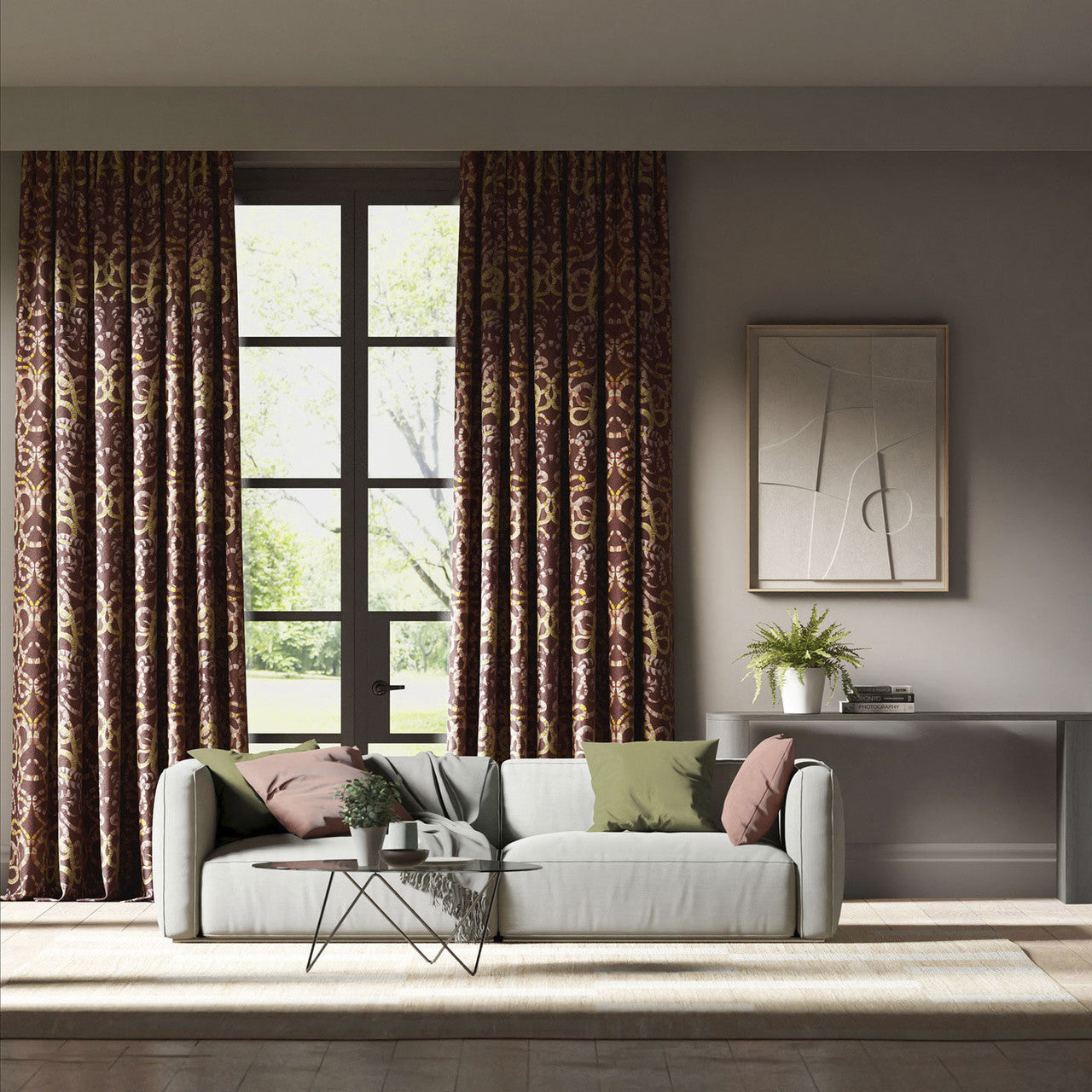 121140 Serpenti Velvet Colour 3 Brazilian Rosewood Grounded Amber Light Harlequin Fabric