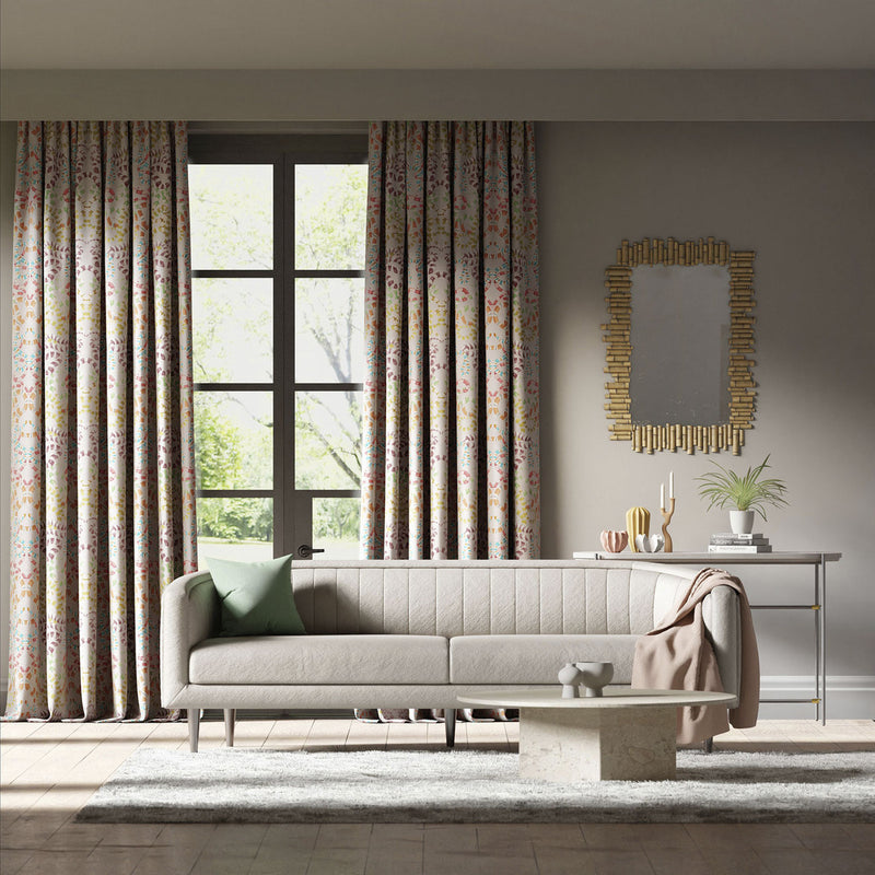 121141 Serpenti Velvet Colour 3 Bleached Coral Paprika Positano and Azul Harlequin Fabric