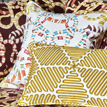 121141 Serpenti Velvet Colour 3 Bleached Coral Paprika Positano and Azul Harlequin Fabric