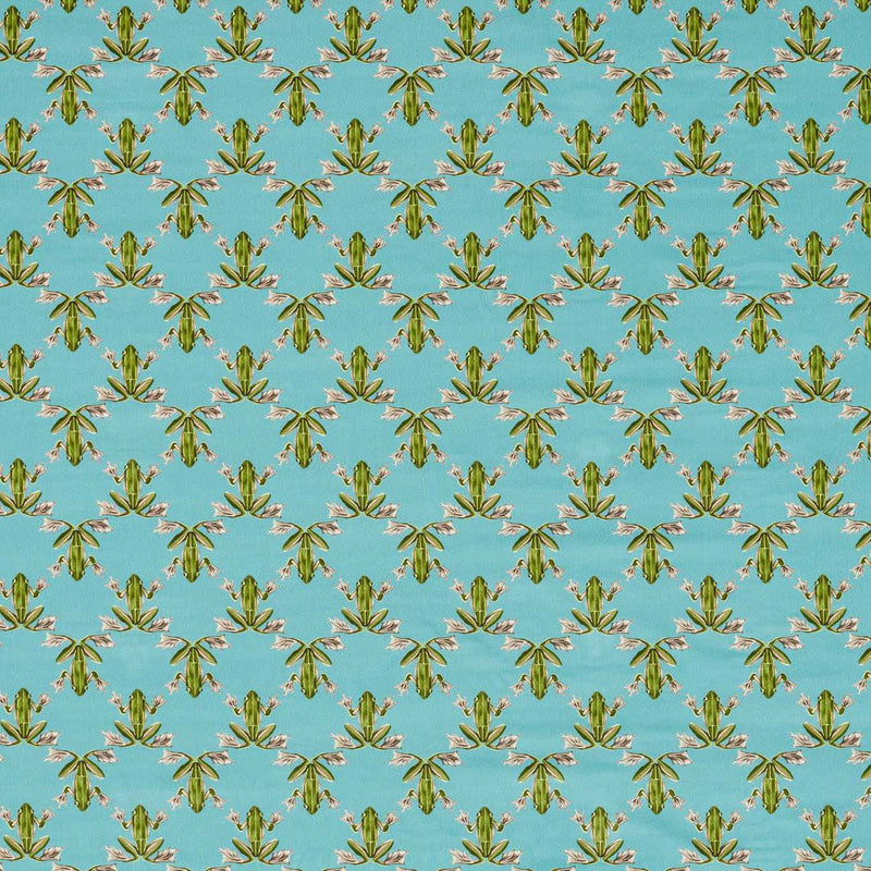 121163 Wood Frog Velvet Colour 4 Azul and Forest Fabric by Harlequin