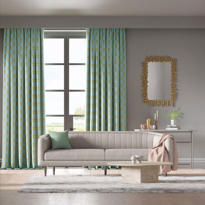 121163 Wood Frog Velvet Colour 4 Azul and Forest Fabric by Harlequin