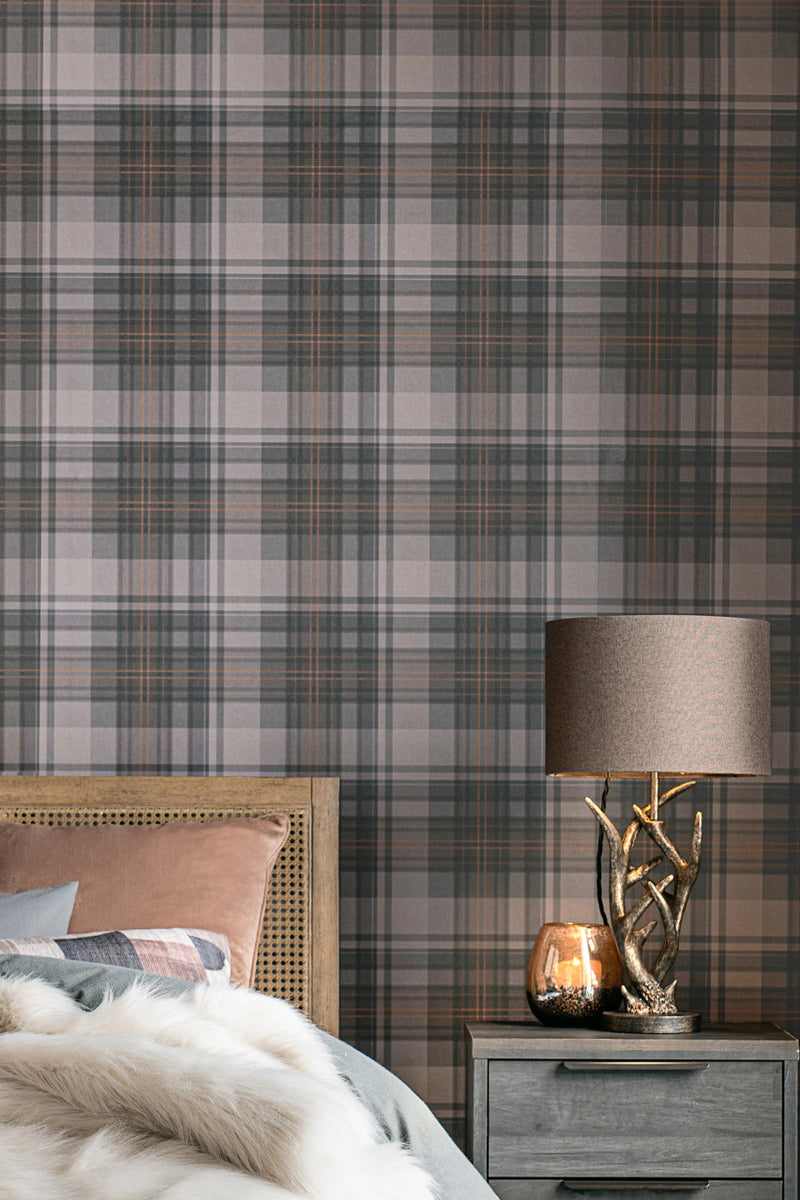 121197 Alpine Lodge Check Wallpaper by Next