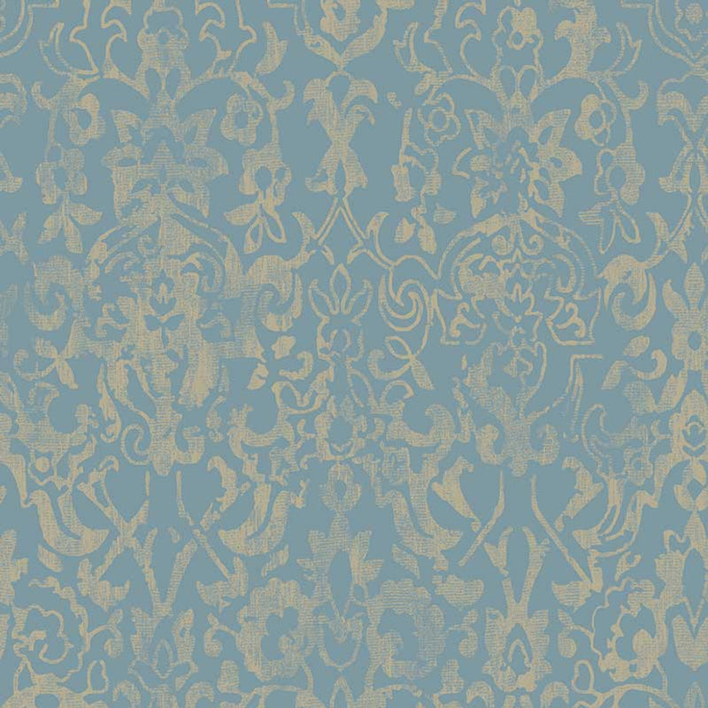 121305 Majestic Damask Blue Wallpaper by Next