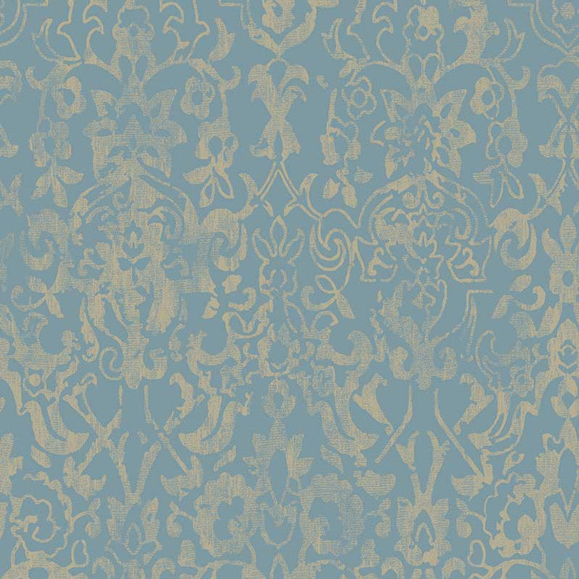 121305 Majestic Damask Blue Wallpaper by Next
