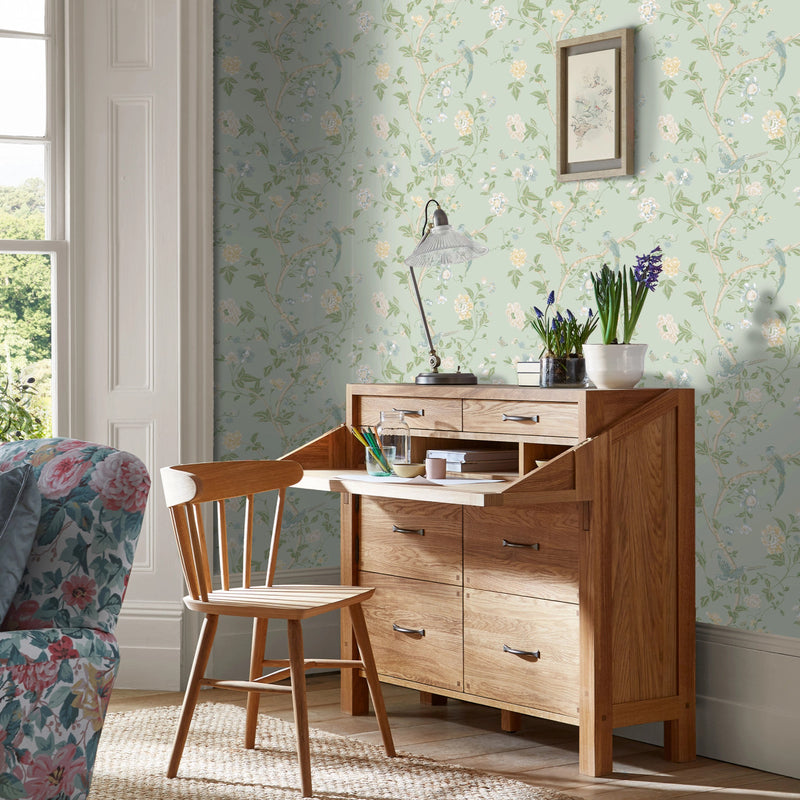 121407 Summer Palace Eau de Nil Wallpaper by Laura Ashley