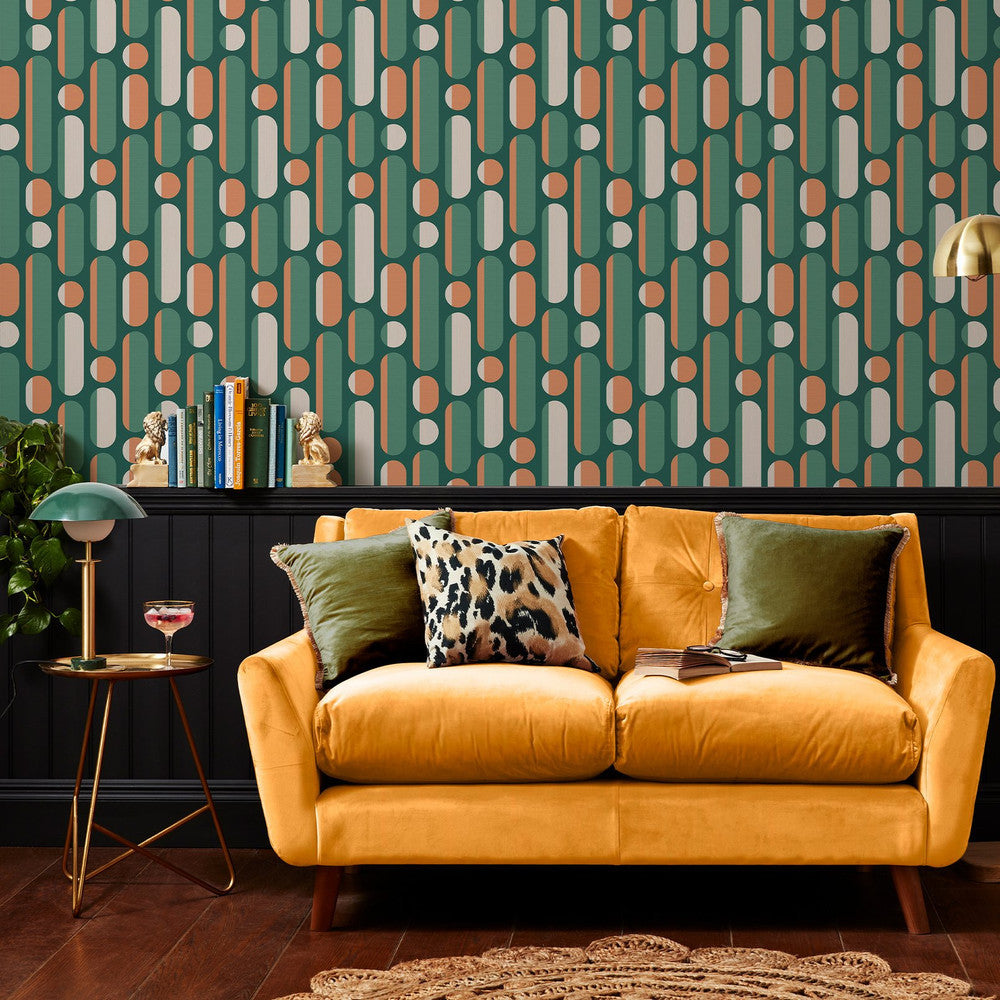 122356 Morse Bottle Green Rust Wallpaper by Envy