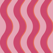 122371 Making Waves Raspberry and Tangerine Wallpaper by Envy