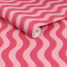 122371 Making Waves Raspberry and Tangerine Wallpaper by Envy
