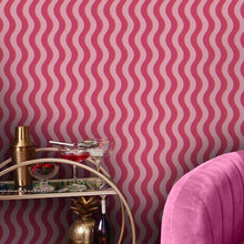 122371 Making Waves Raspberry and Tangerine Wallpaper by Envy